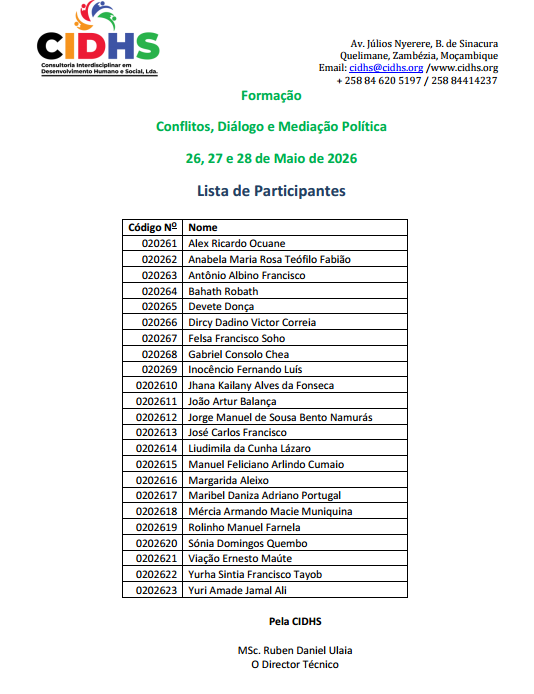 Validação e Confirmação de Certificados  - Formação em Conflitos, Diálogo e Mediação Política